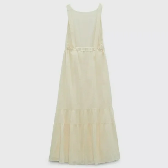 Zara * Cream Maxi Midi Dress Rustic Boho - Picture 10 of 12